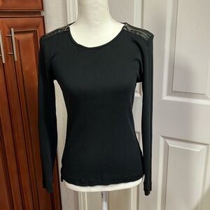 Y2k Ralph Lauren Black Fitted Long Sleeve Blouse Size:M